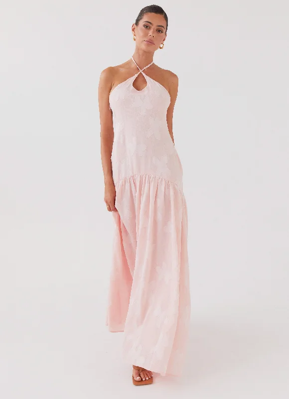 Blushed Cross Neckline Maxi Dress - Pink Petal