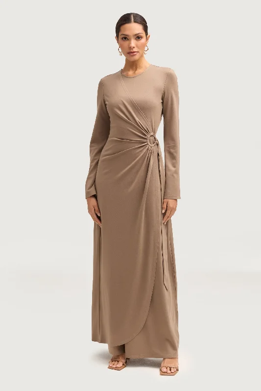 Reema Wrap Maxi Dress - Taupe